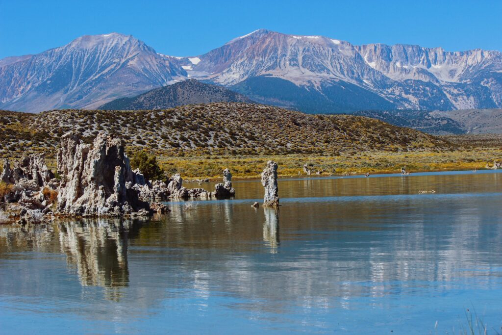 The eastern route on a Yosemite to Lake Tahoe road trip stops at Mono Lake.