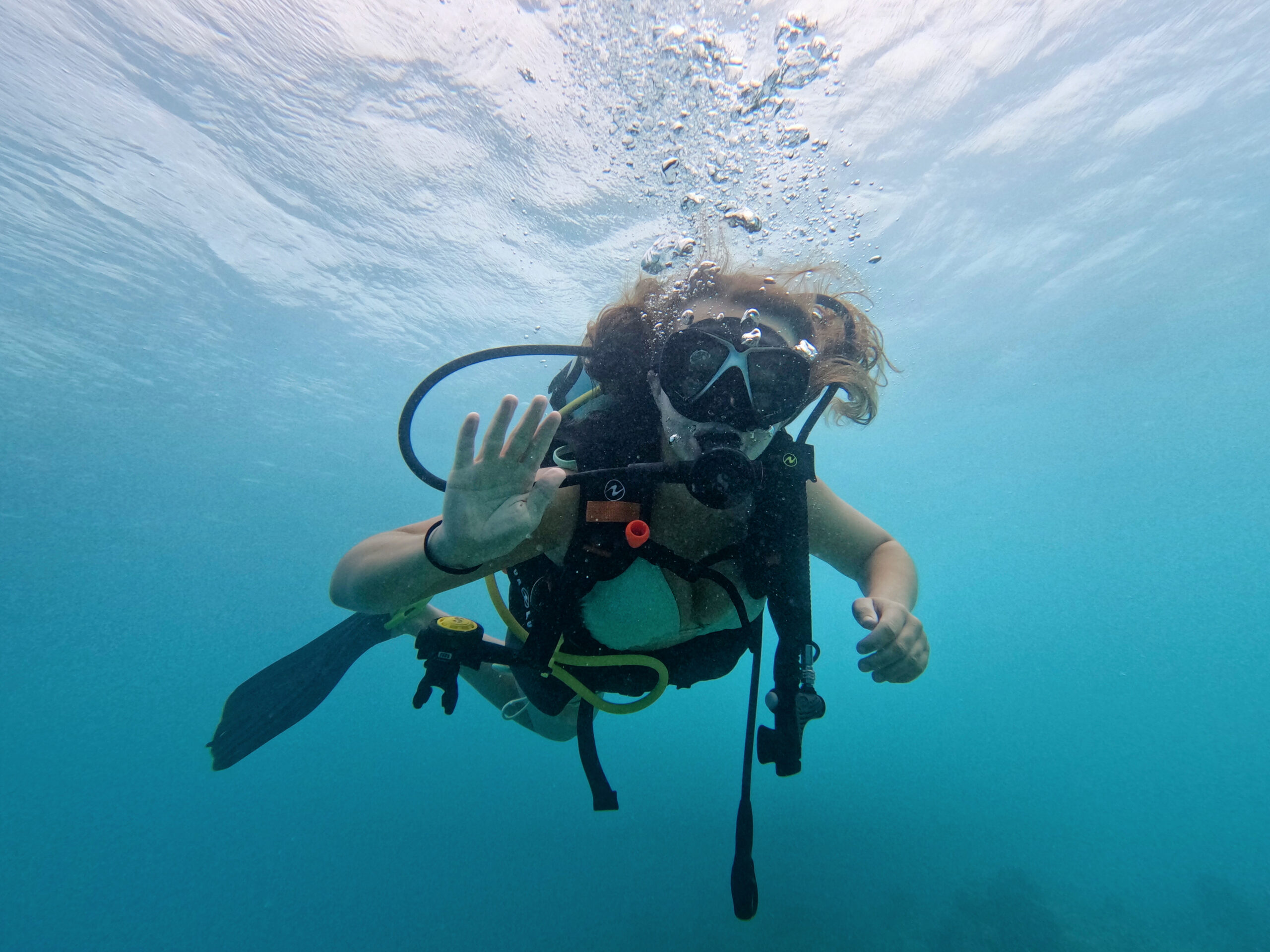 Scuba diving near a local island in Maldives