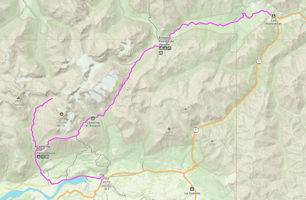 trekking Cerro Castillo Circuit Map
