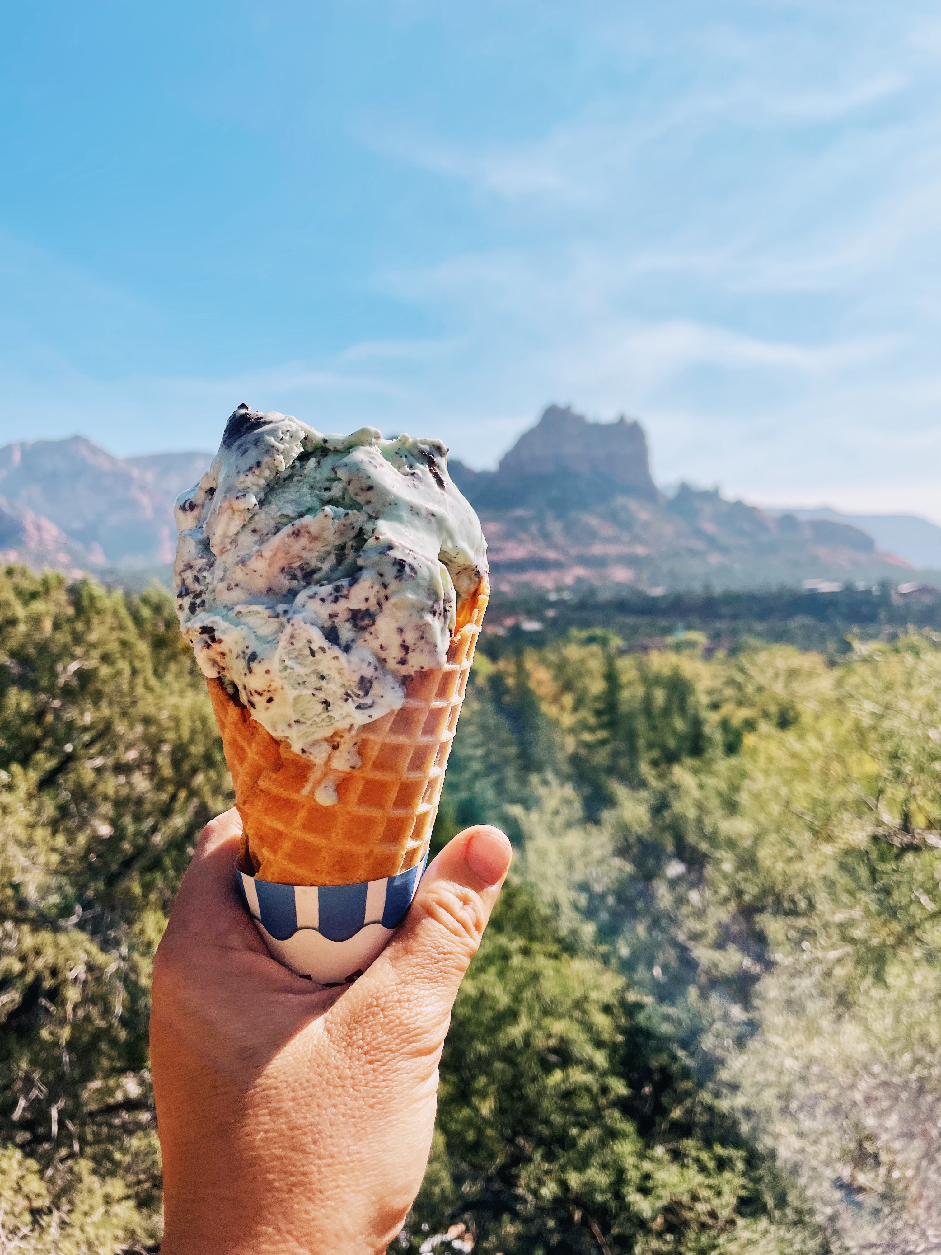 Ice cream is always important after completing an easy hike in Sedona, Arizona
